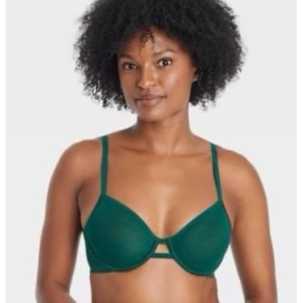NEW Auden Dark Green‎ Smooth Unlined Demi Coverage Underwire Bra, Size 32B
